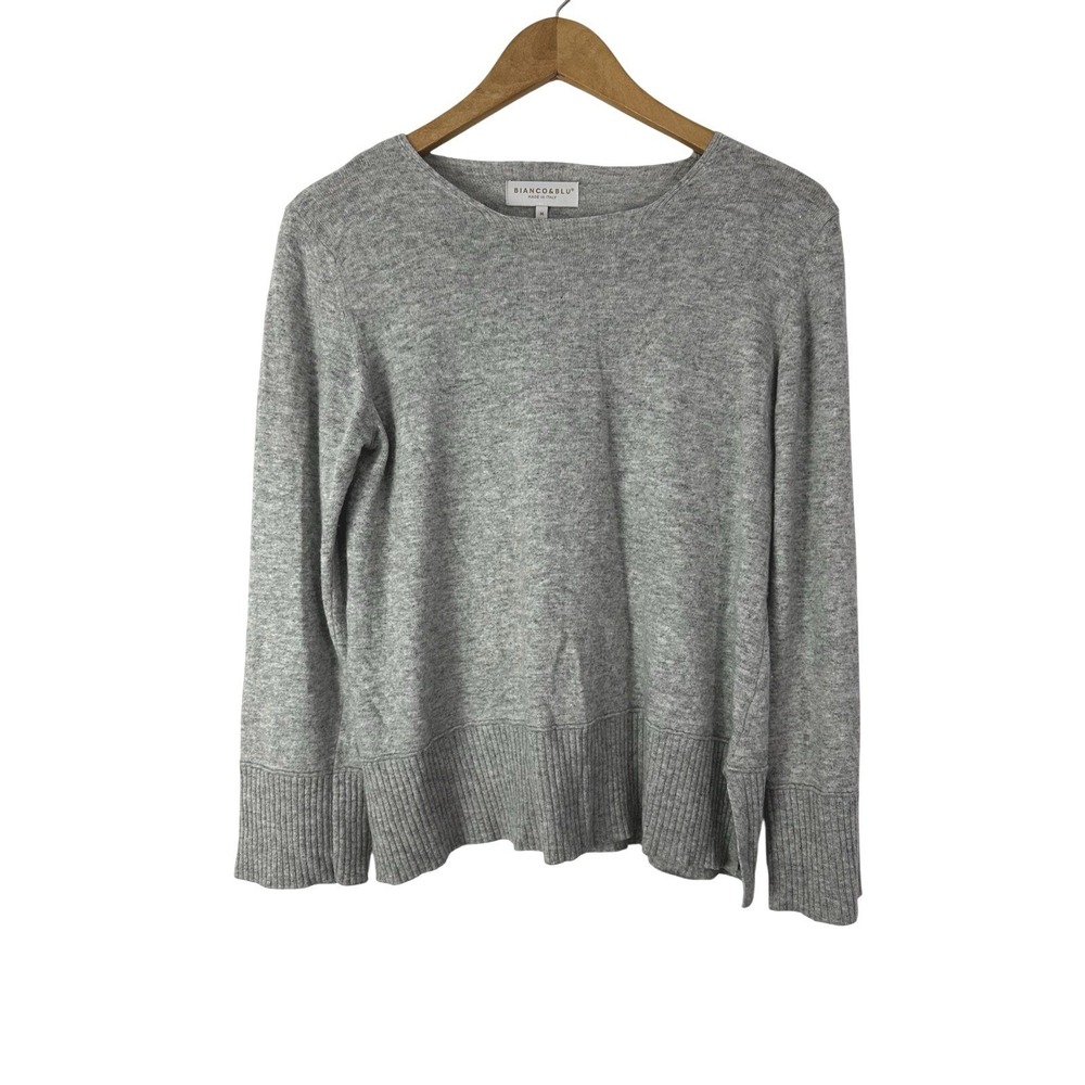 Bianco Blu Sweater Luxury Knit Light Gray Made in Italy Women's M Minimalist